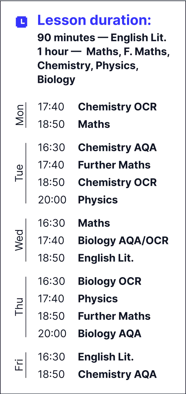 MyEdSpace Year 12 Timetable