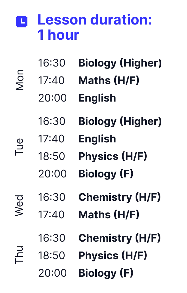 MyEdSpace Year 11 Timetable
