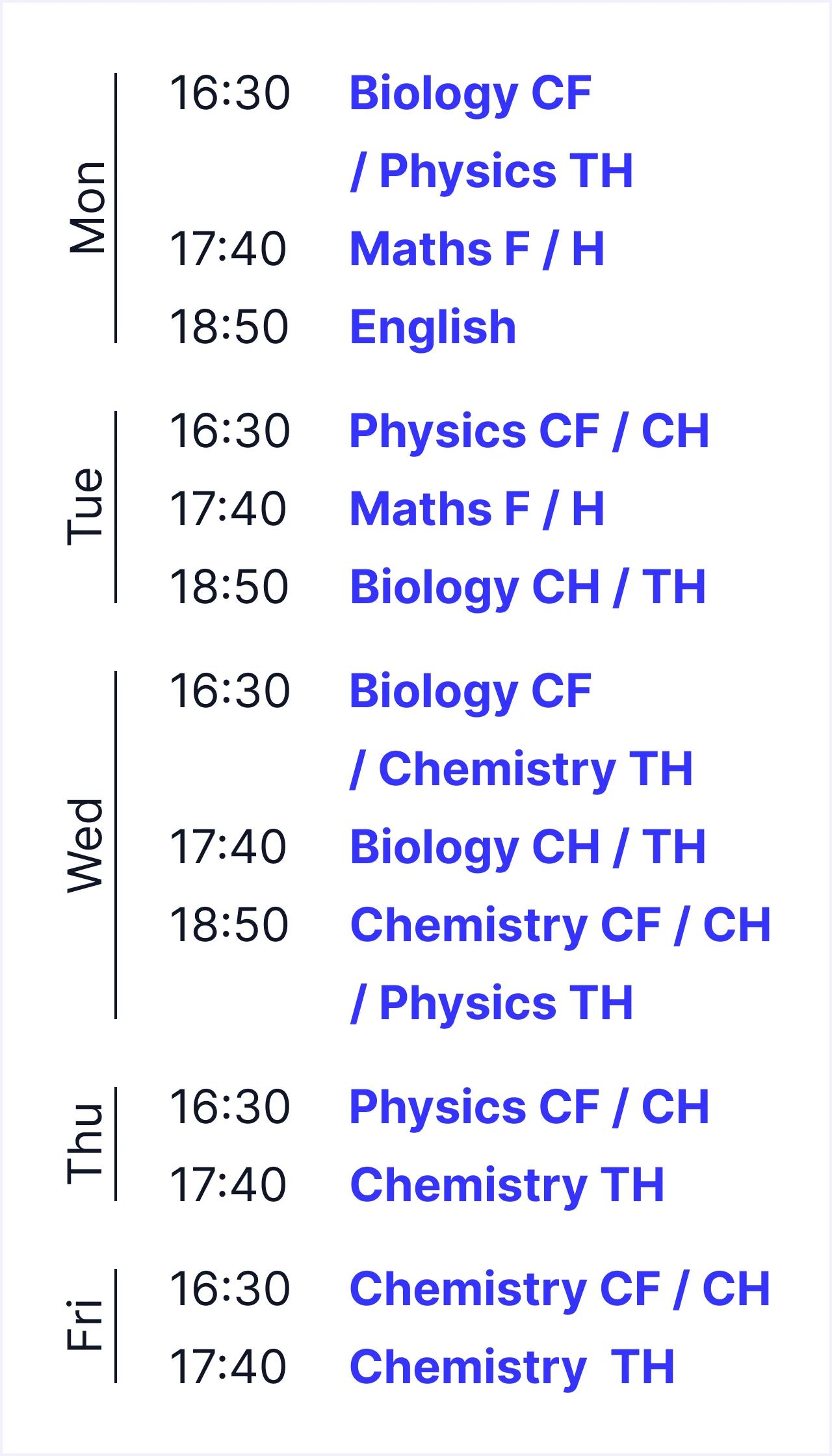 MyEdSpace Timetable