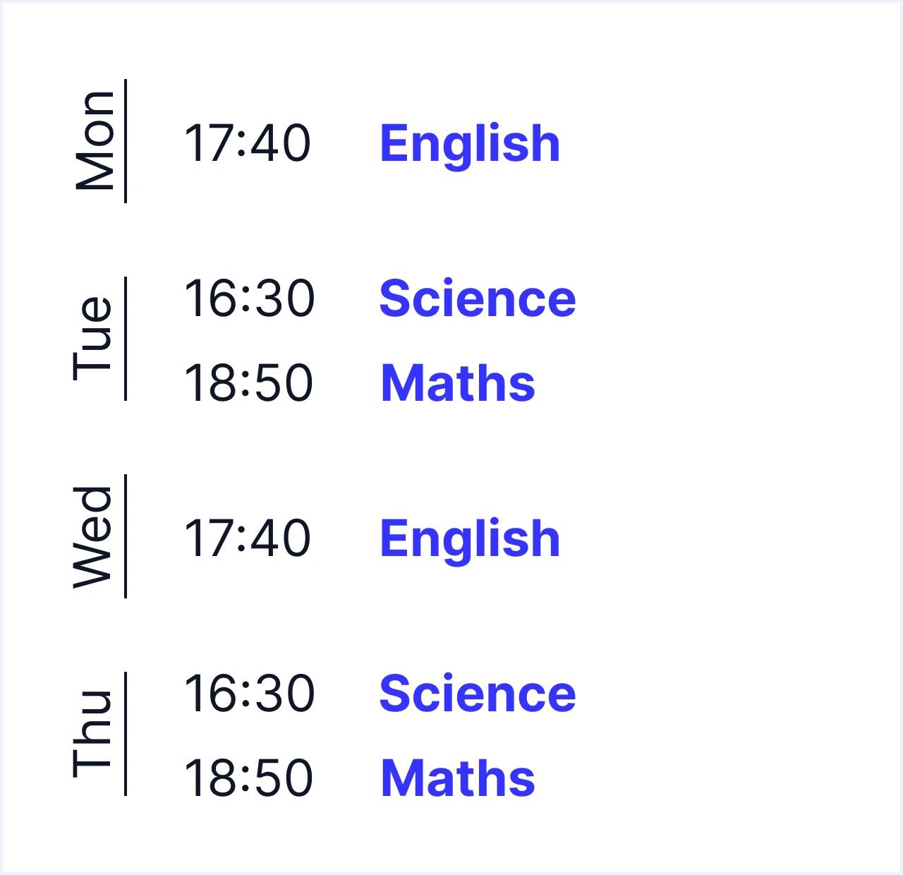 MyEdSpace Year 9 Timetable