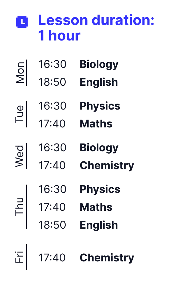 MyEdSpace Year 10 Timetable