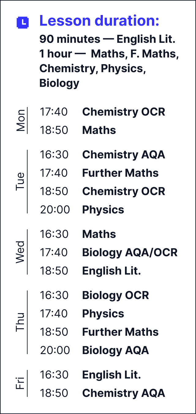 MyEdSpace Year 12 Timetable