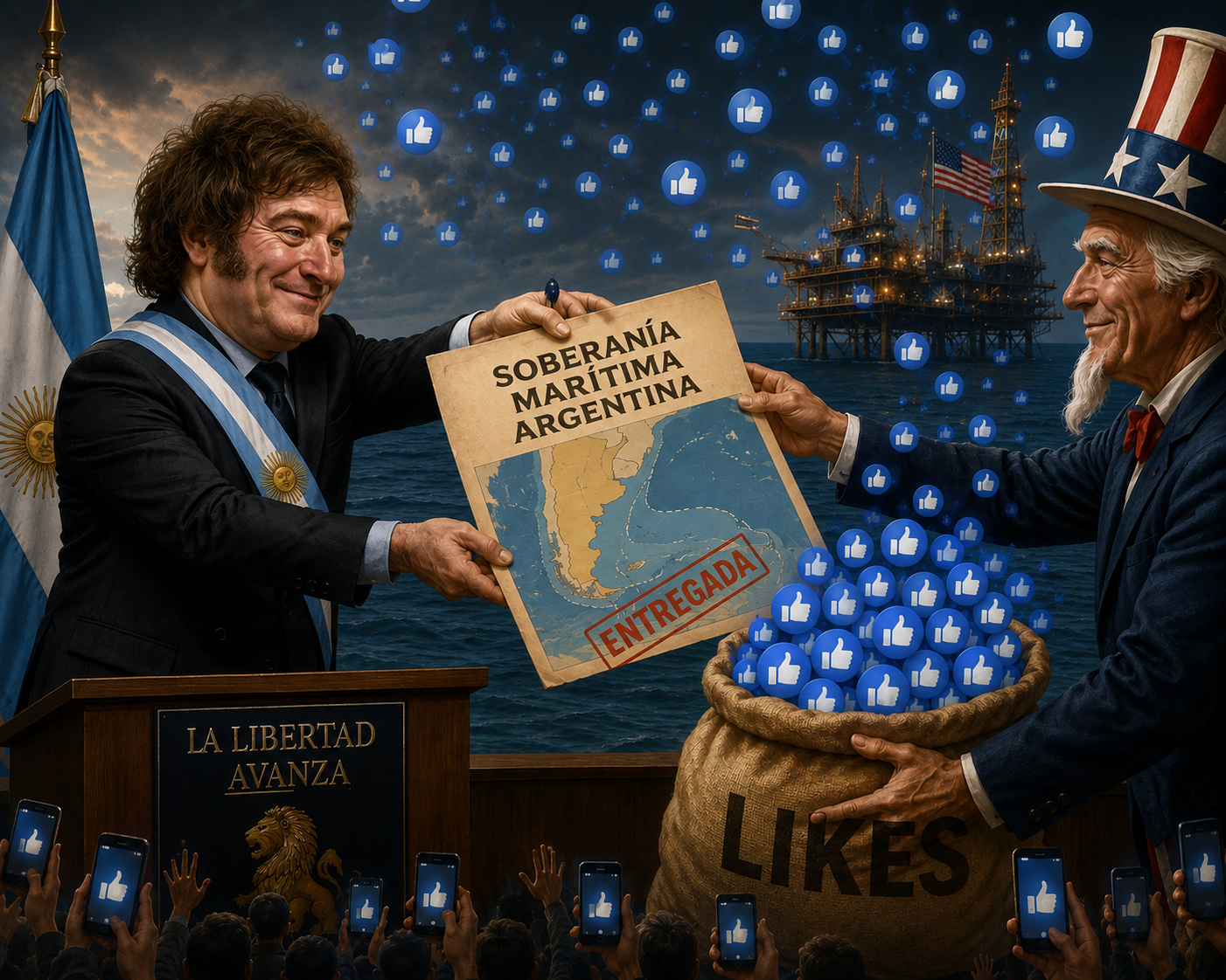 El comandante de la sumisión: Milei entrega el mar a cambio de likes