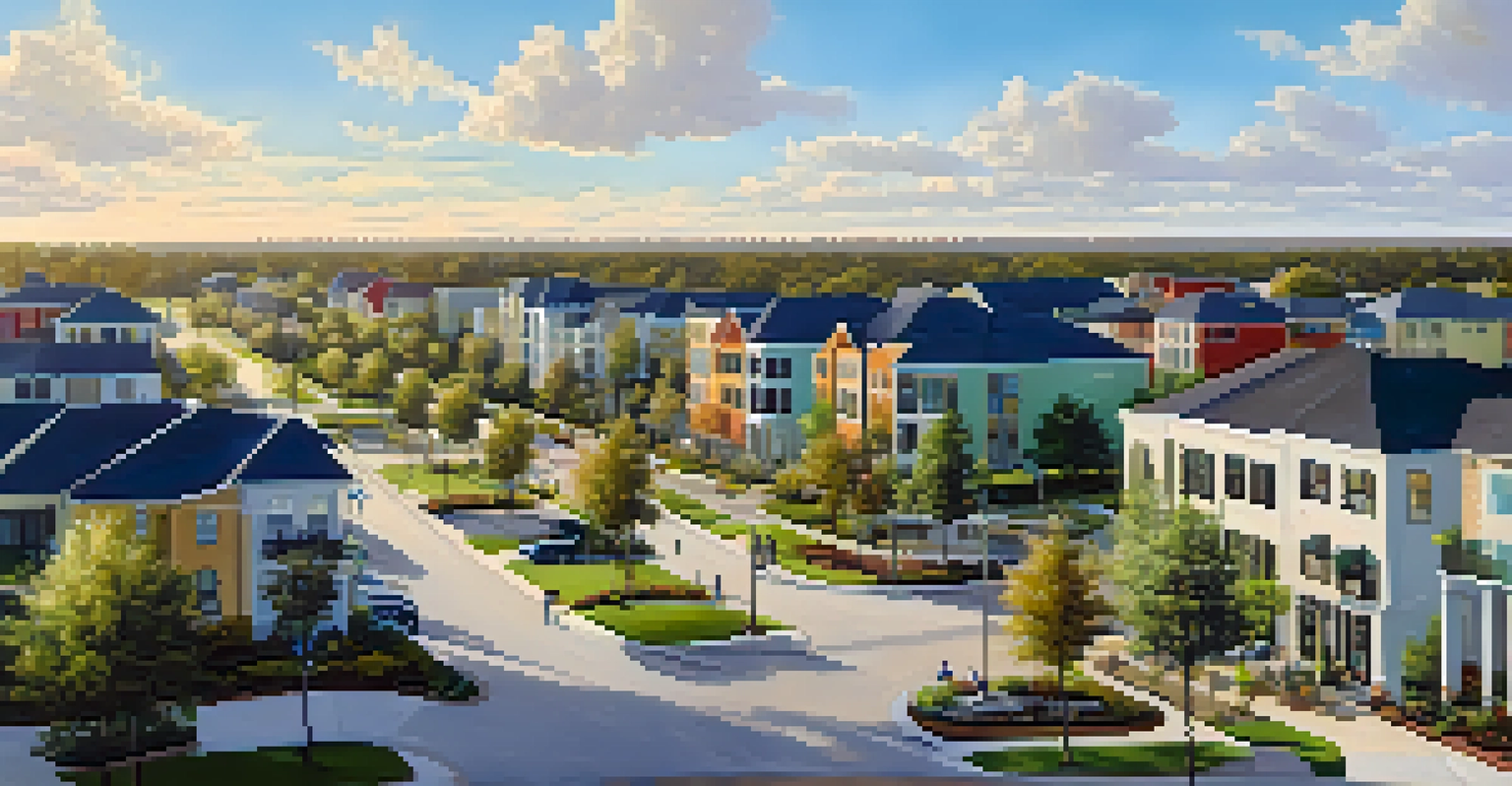 Aerial view of Lake Nona neighborhood with contemporary homes and green spaces on a sunny day.