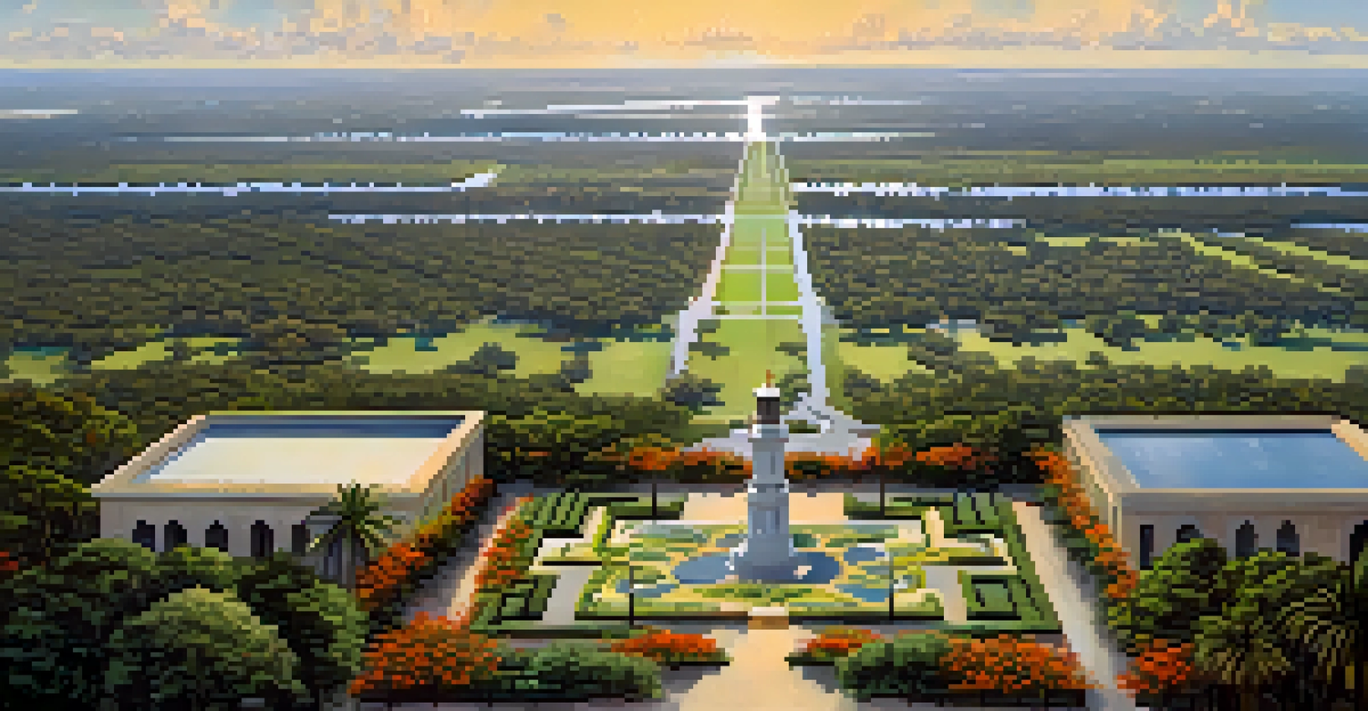 Panoramic view from the Florida Citrus Tower, displaying Central Florida's landscape with citrus groves and the city of Orlando in the background.