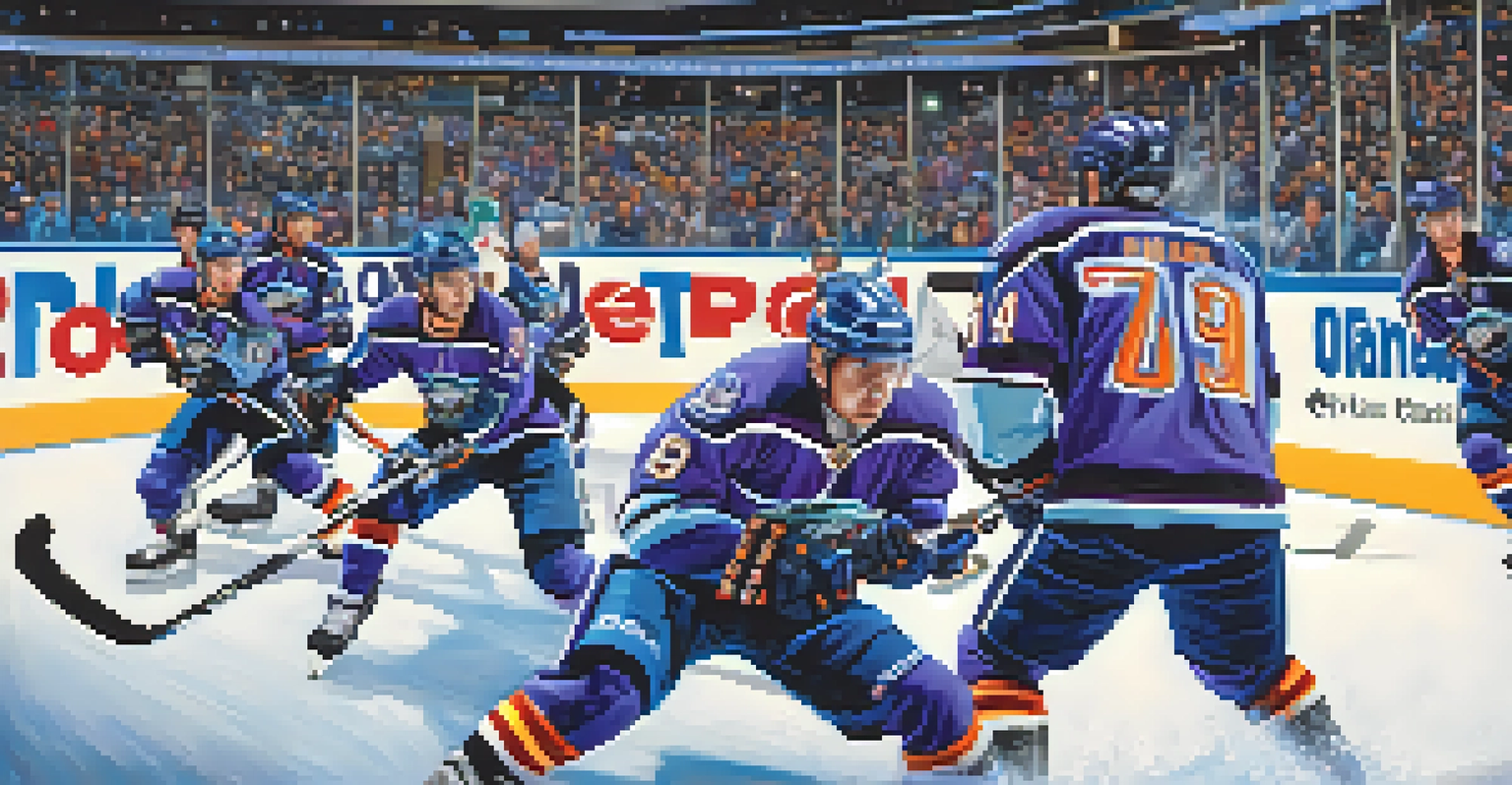 An Orlando Solar Bears ice hockey game with players in action on the ice and fans cheering in the stands.