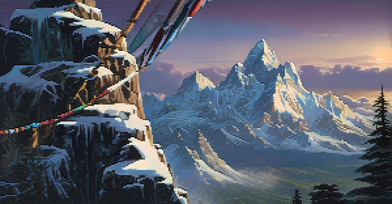 A snowy landscape of Expedition Everest with riders experiencing a thrilling descent, featuring intricate coaster design and a Yeti silhouette.