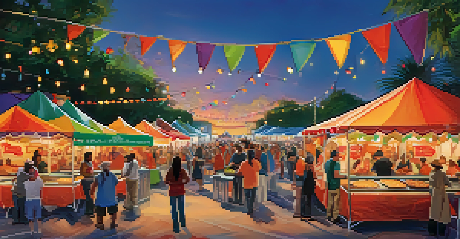 A vibrant culinary festival in Orlando with food vendors and cultural performances, creating a festive atmosphere.