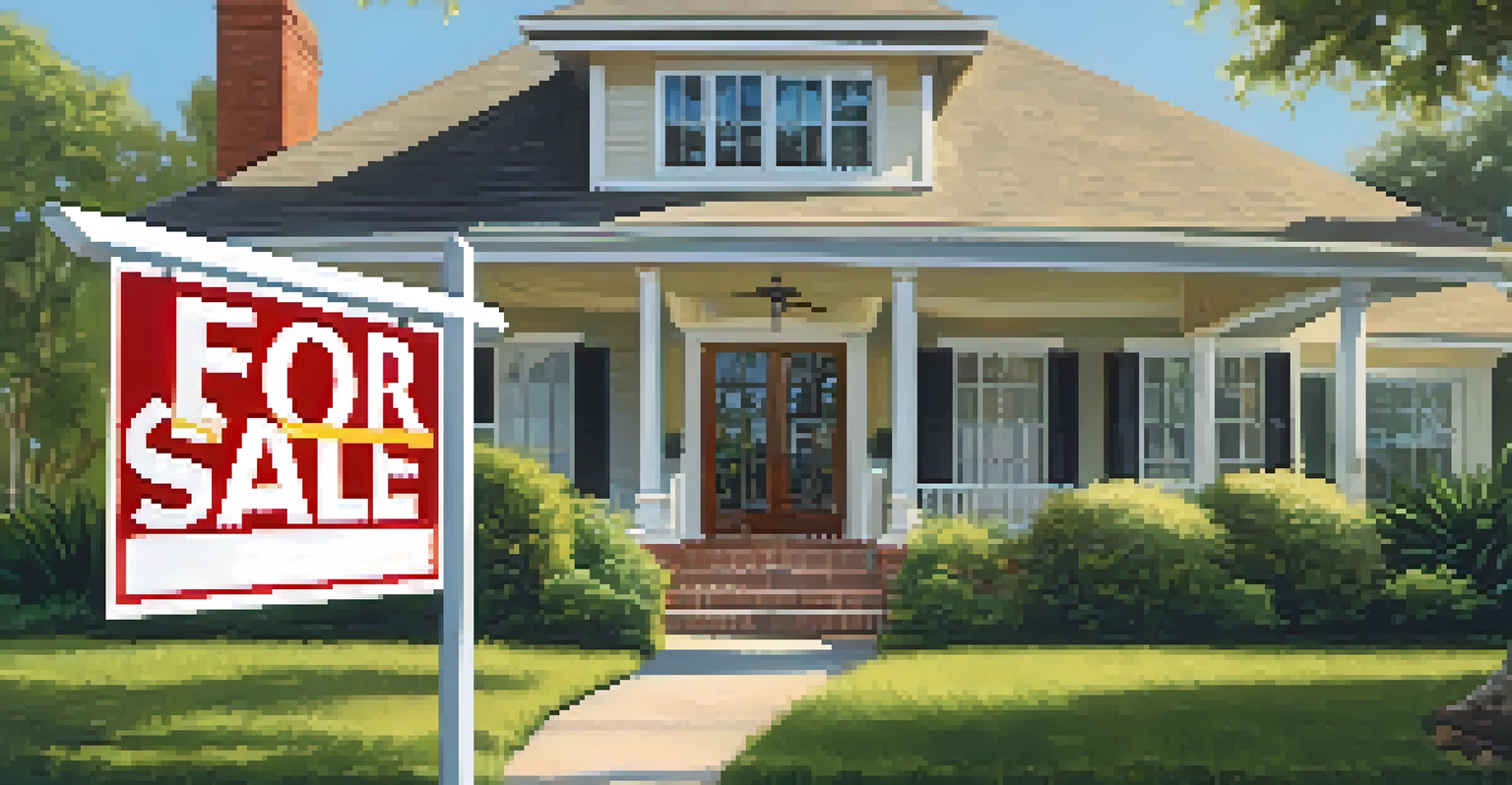 Close-up of a 'For Sale' sign in front of a charming home with a garden in Orlando.