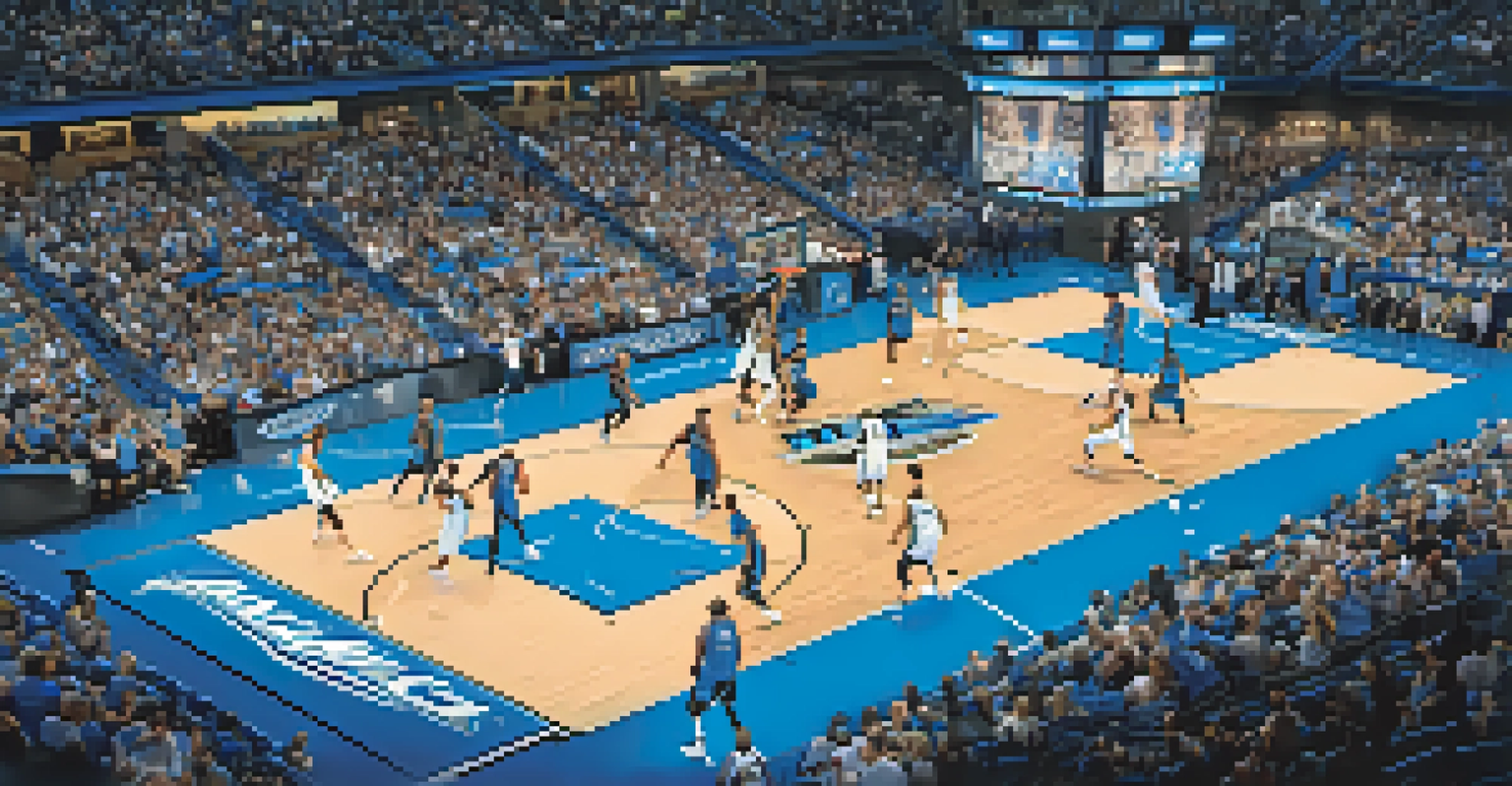An exciting moment during an Orlando Magic game, featuring players in action and enthusiastic fans in the Amway Center.