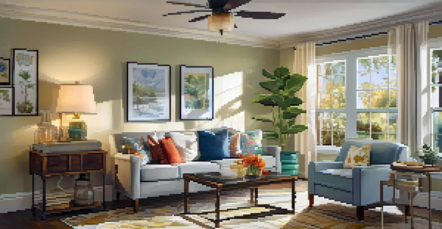 A warm and inviting living room in a vacation rental in Orlando, with cozy decor and sunlight streaming through the window.