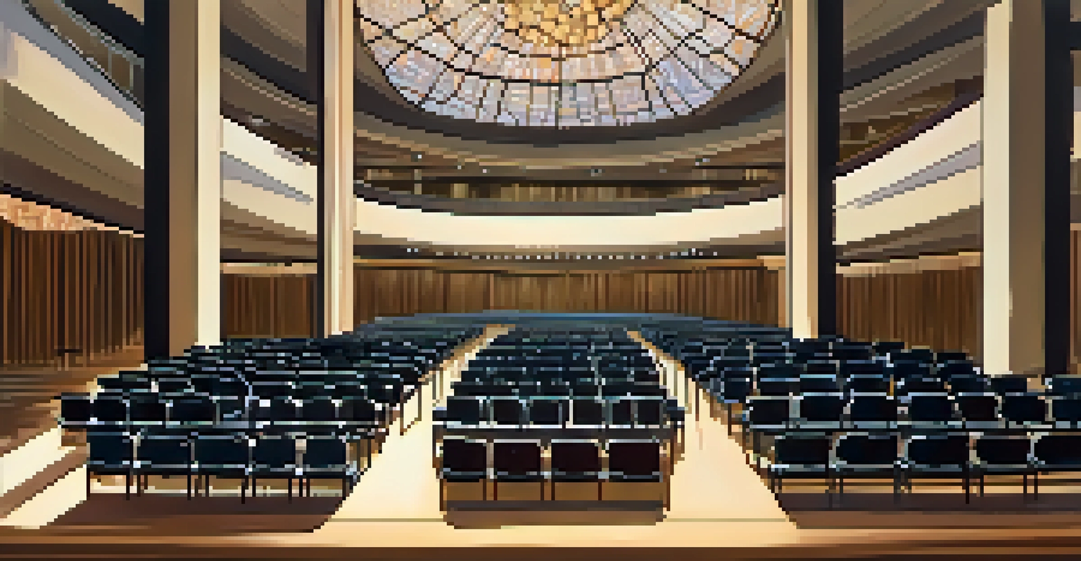 The interior of the Dr. Phillips Center for the Performing Arts, showcasing modern architecture and a ballet stage set with soft lighting.