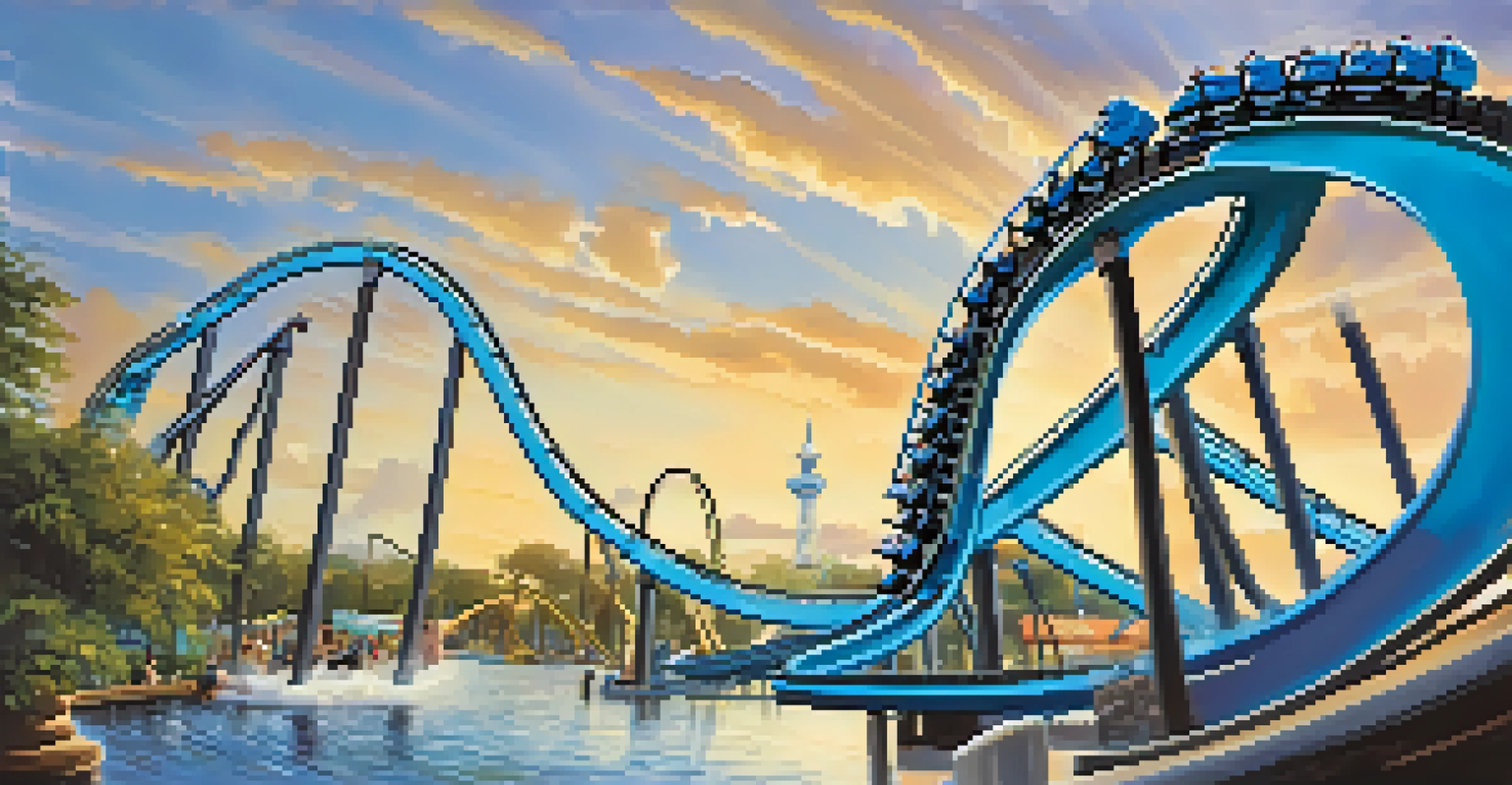 A thrilling scene of the Mako roller coaster at SeaWorld Orlando, with riders enjoying the ride against a sunny backdrop.
