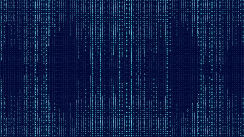 binary codes laid out vertically in stalagmite formation