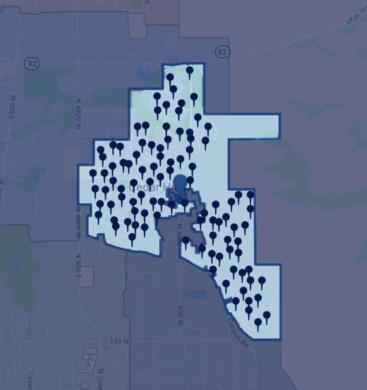 Cedar Hills Service Map