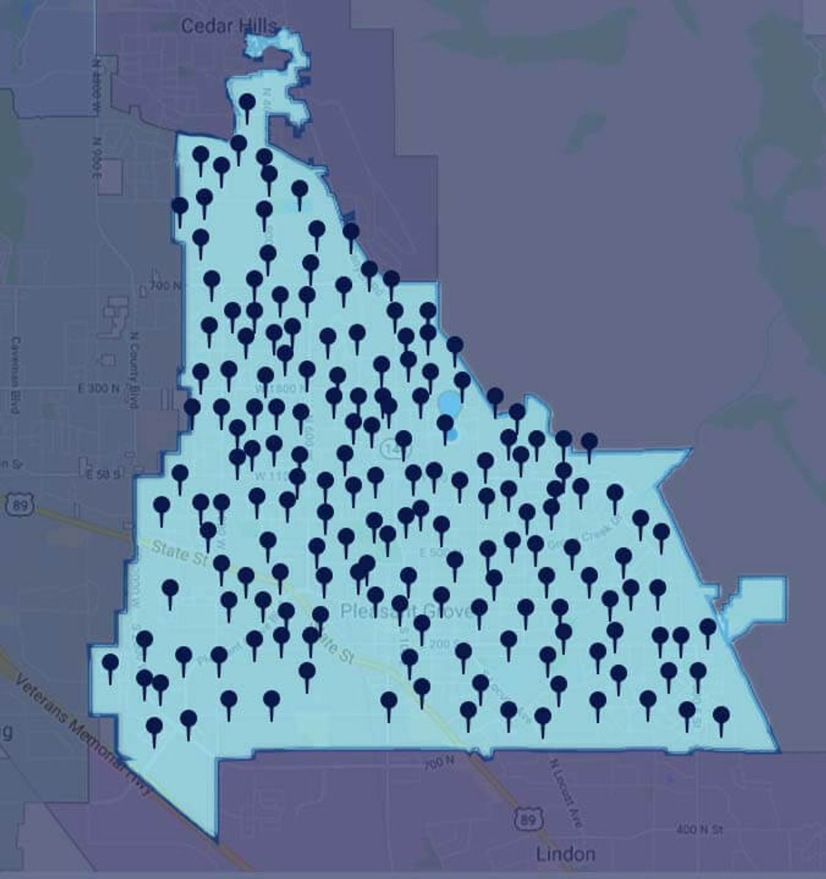 Pleasant Grove Service Map
