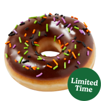Krispy Kreme Chocolate Iced Doughnut with Halloween Sprinkles