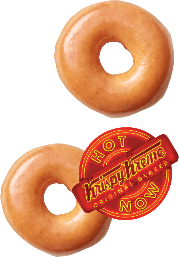Two Original Glazed Doughnuts and Hot Light