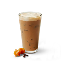 Iced caramel latte in a glass