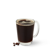 Decaf coffee in a glass mug
