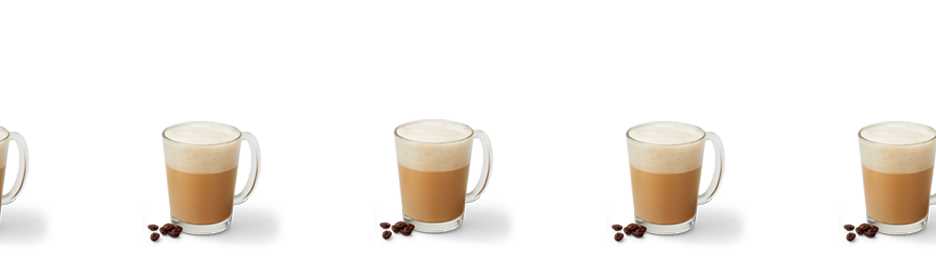 Multiple Cappuccinos in glass mugs
