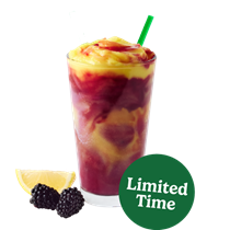 Blended blackberry lemonade in a glass