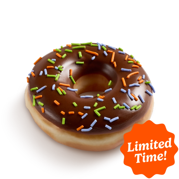 Krispy Kreme Chocolate Iced Doughnut with Halloween Sprinkles