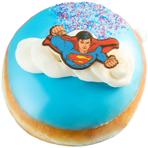 superman doughnut filled with kreme topped