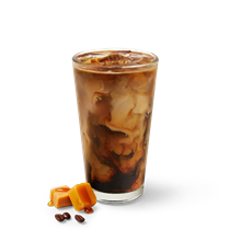 Glass of caramel iced coffee