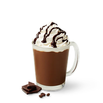 Mocha latte with whipped cream and chocolate on top