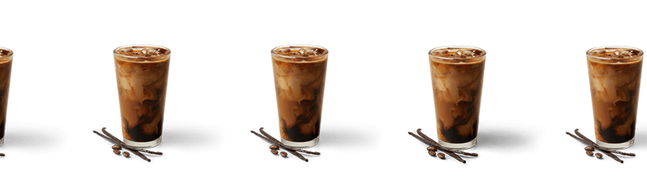 Multiple glasses of vanilla iced coffee