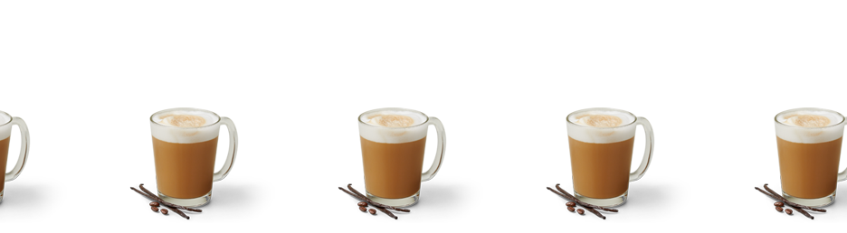 Multiple mugs of Vanilla latte with froth on top