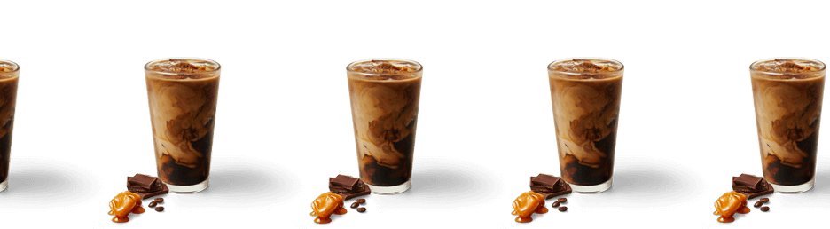 Multiple glasses of Caramel Mocha Iced coffee