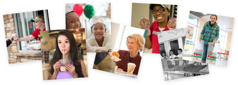 Collage of guests enjoying Krispy Kreme doughnuts