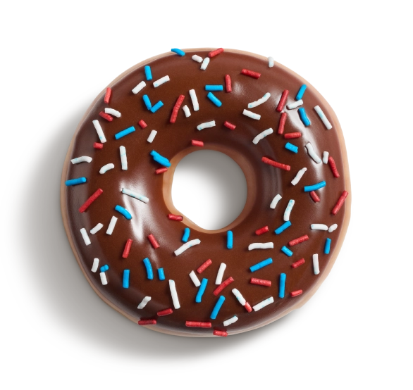 Chocolate Iced Doughnut with Patriotic Sprinkles