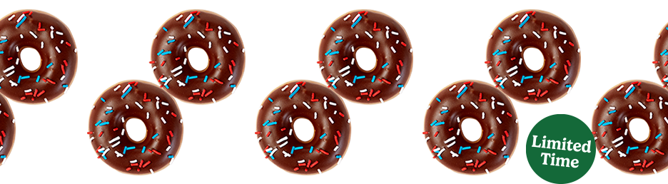 Mini Chocolate Iced Doughnut with Patriotic Sprinkles
