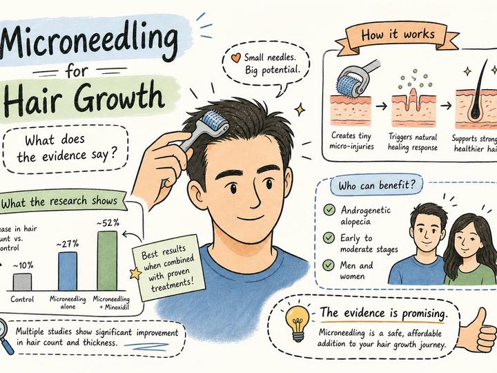 Illustration for microneedling hair growth evidence and tracking