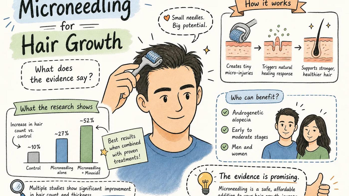 Illustration for microneedling hair growth evidence and tracking