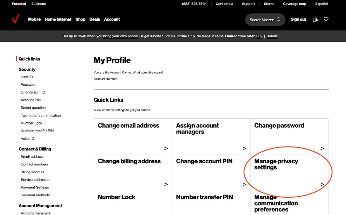 Verizon Account Roles