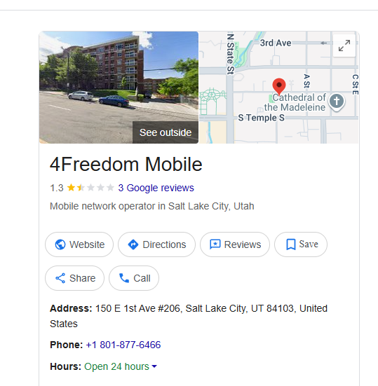 4Freedom Mobile Google Business Reviews