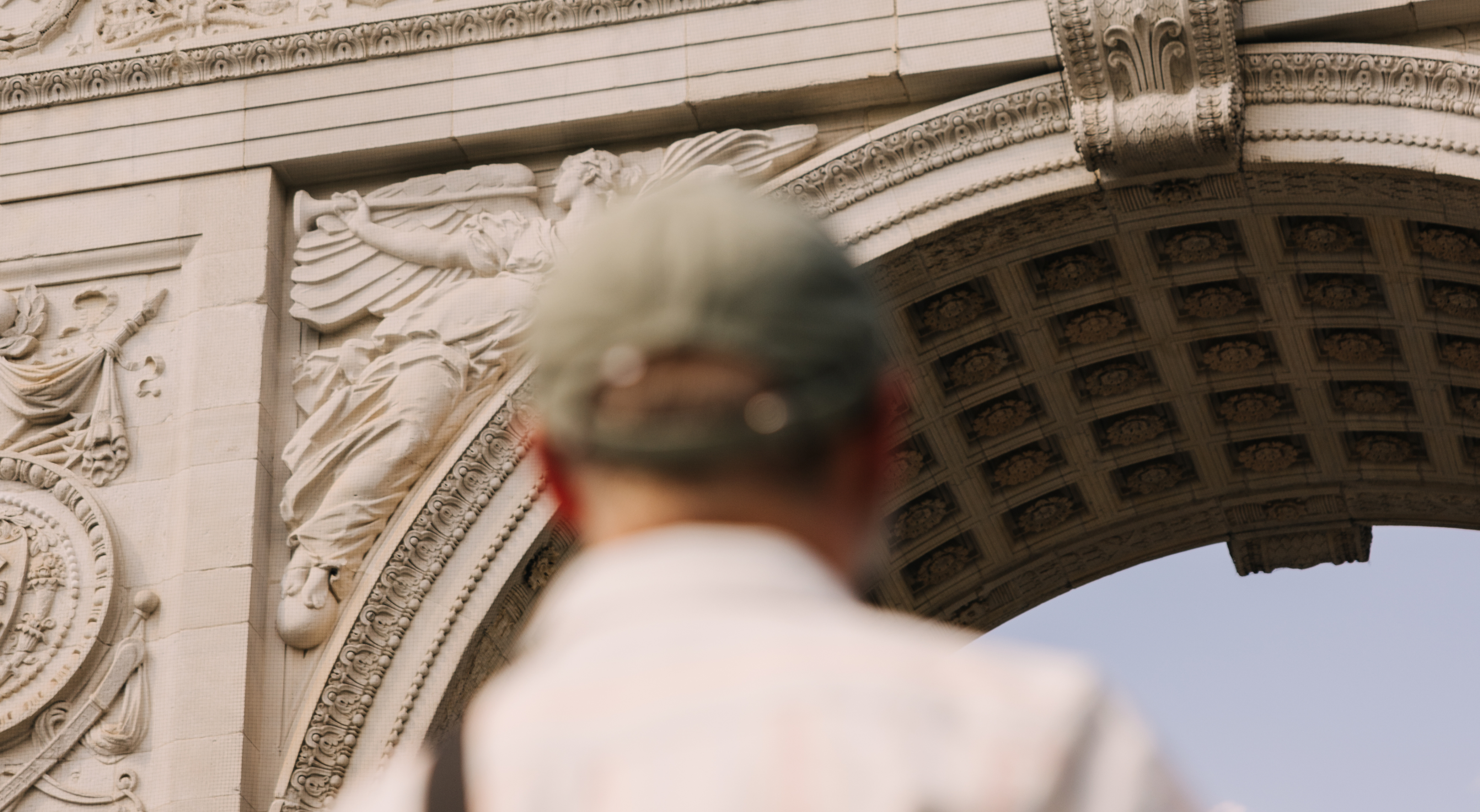 An image of a man looking up