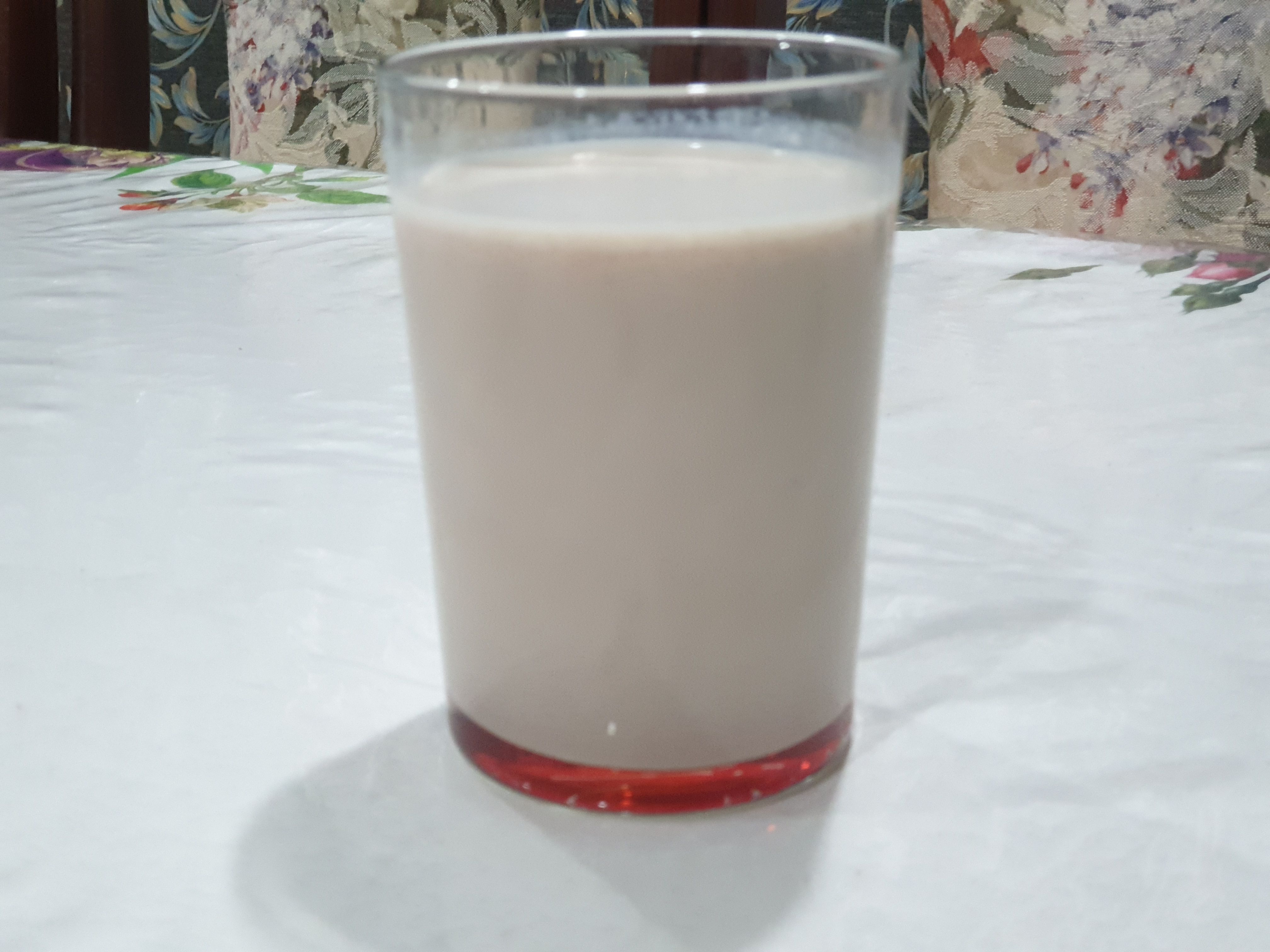 Glass of Banana Malt Chocolate Milkshake