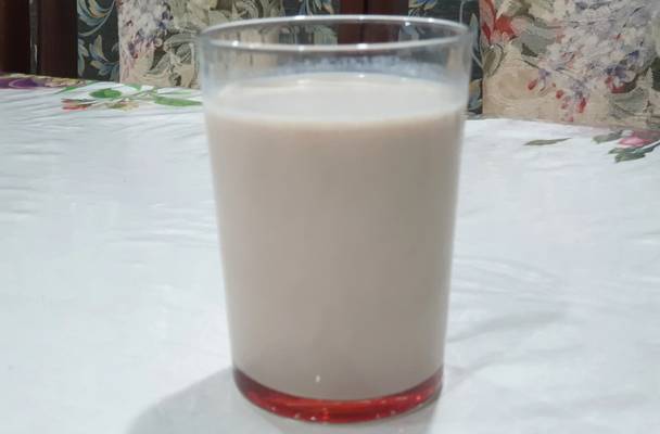 Glass of Banana Malt Chocolate Milkshake