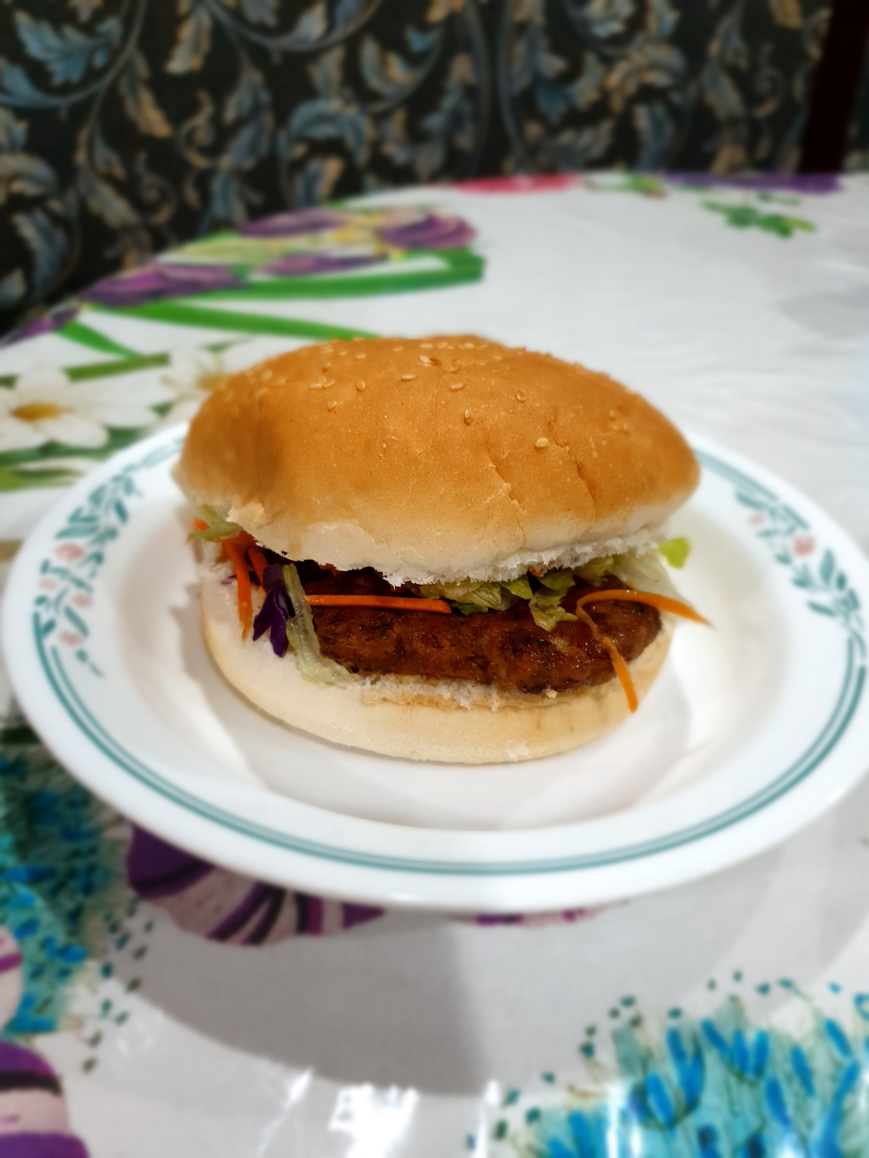 Spicy Chicken Burger on a plate