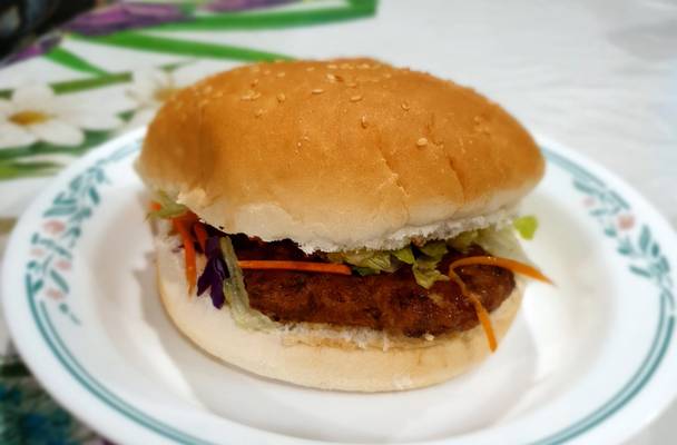 Spicy Chicken Burger on a plate