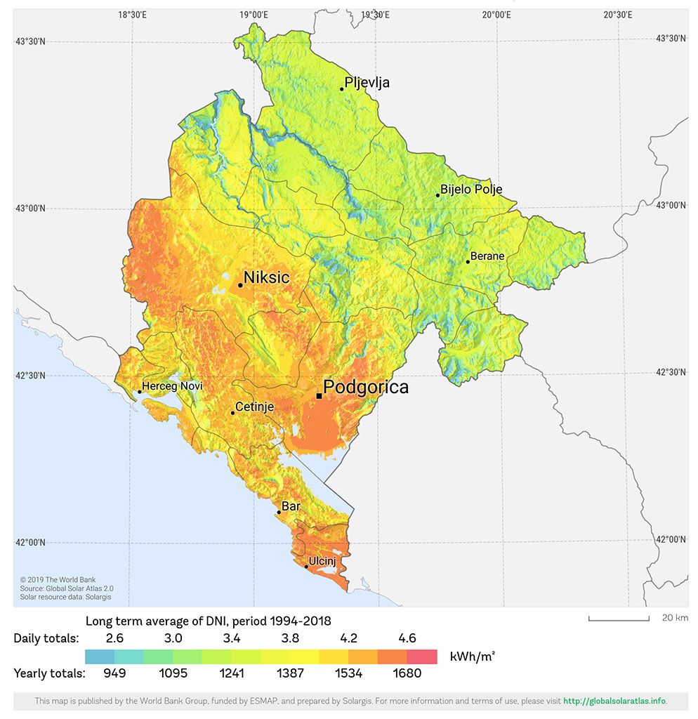 Mapa direktne radijacije