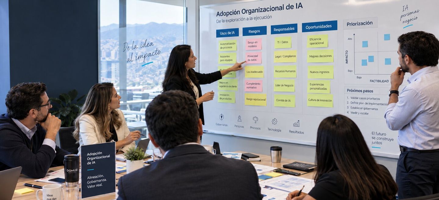 Líderes de varias áreas definiendo usos, riesgos y responsables para la adopción de IA
