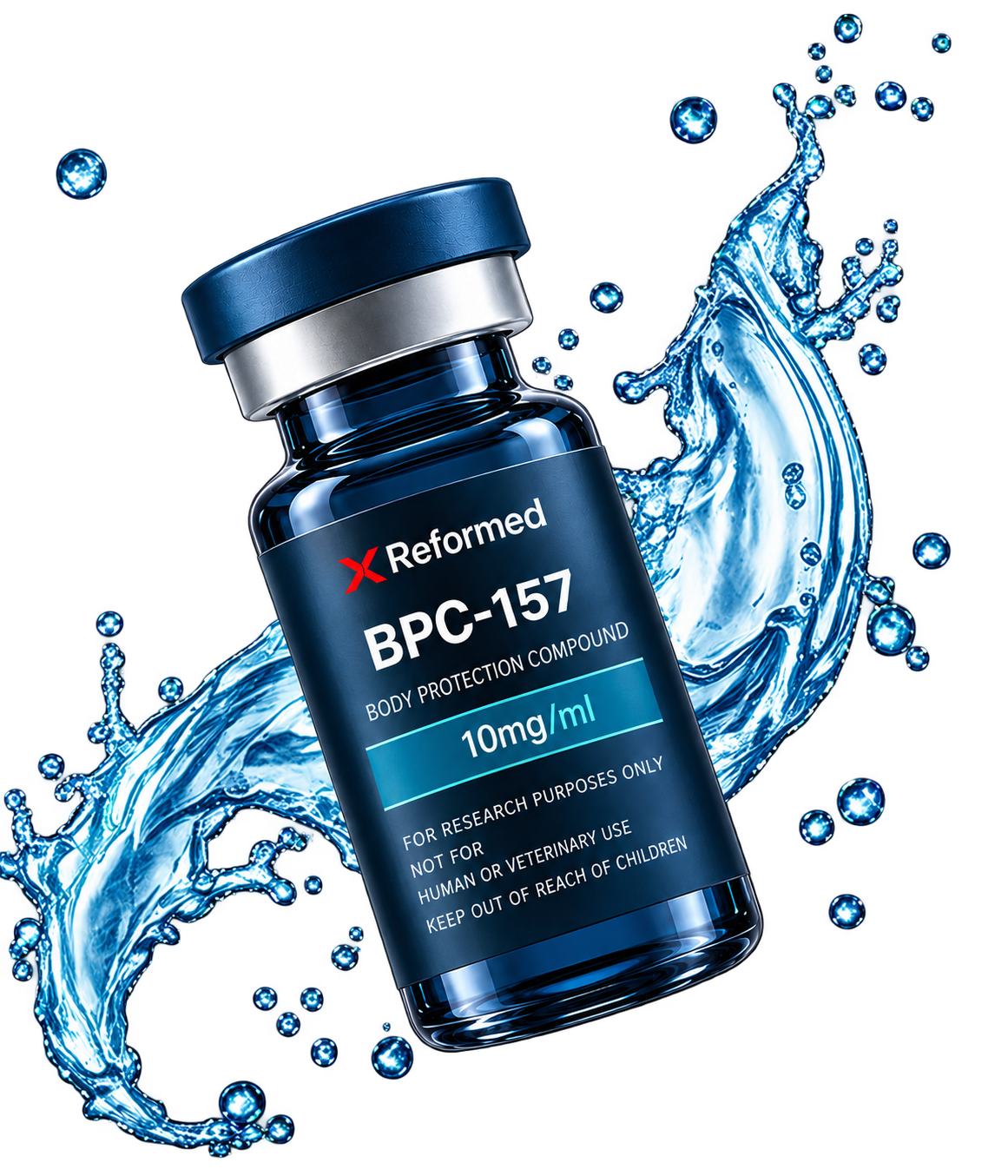 PT-141 (Bremelanotide) peptide therapy vial with dynamic water splash effect, representing sexual wellness, vitality support, and personalized peptide treatment
