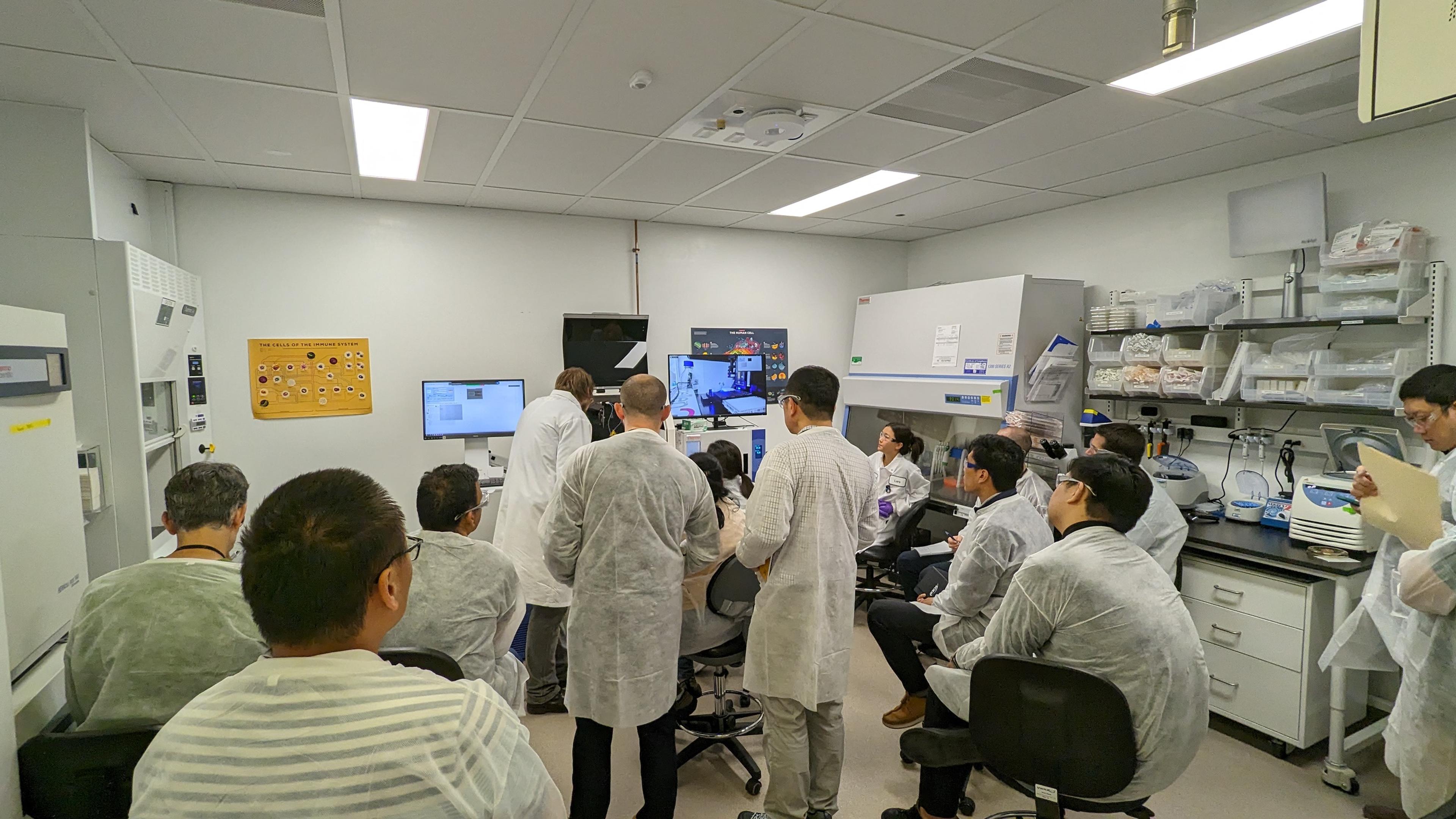 Preparing samples during the workshop.