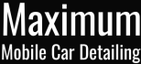 Maximum Car Detailing logo wordmark with stylized car silhouette in red and black